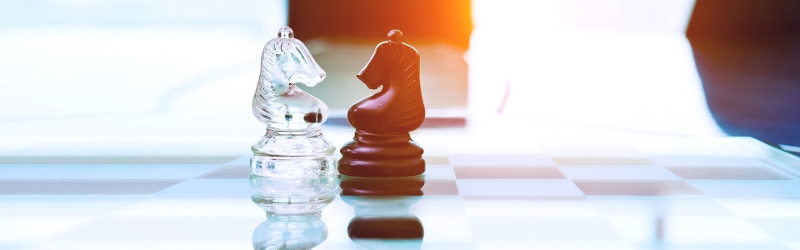 Chess pieces on a board