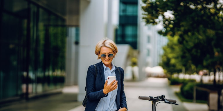 Corporate investment account image of a person in sunglasses