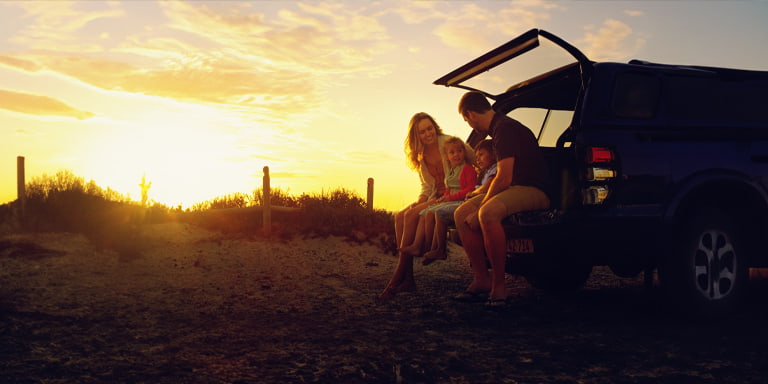 Personal retirement savings account image of a family sitting in their car