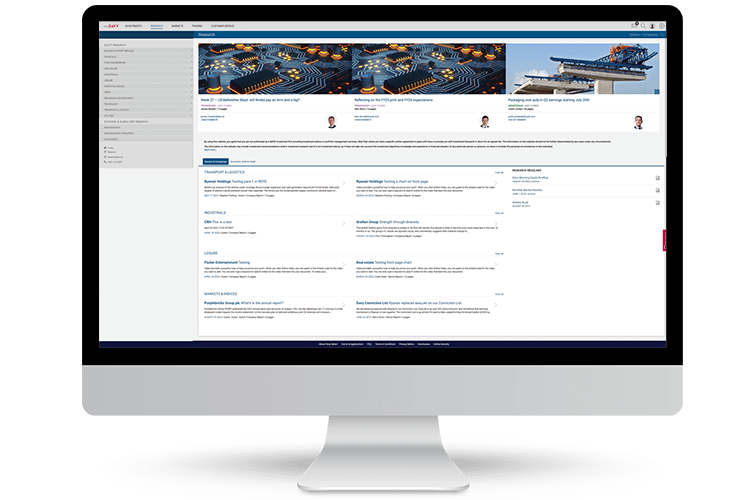 Trading platform image of a computer with view of investments